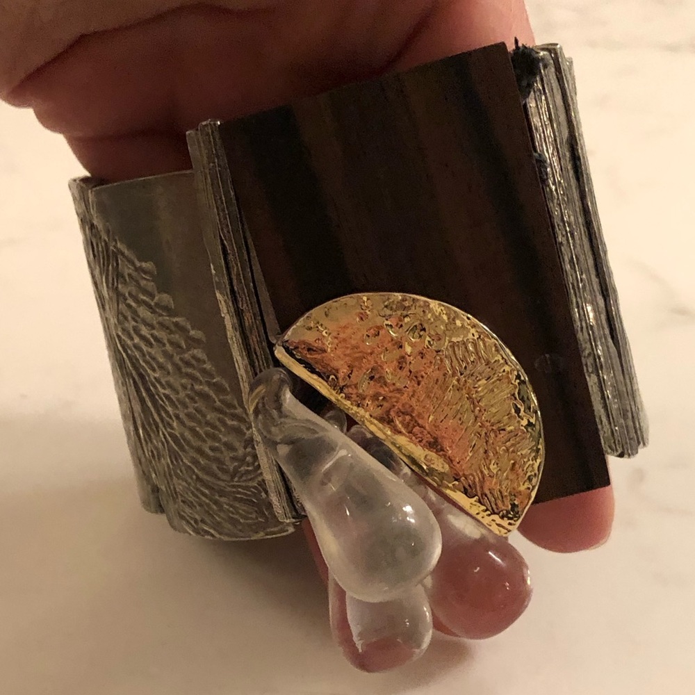 Anne Marie Chagnon Silver Wooden Teardrop Bracelet